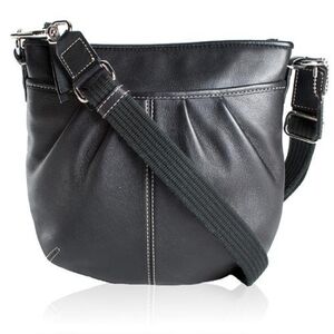 Coach Soho Pleated Crossbody Swingpack Bag - Black Leather